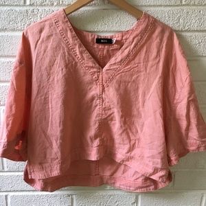 Pink Linen Draped Top